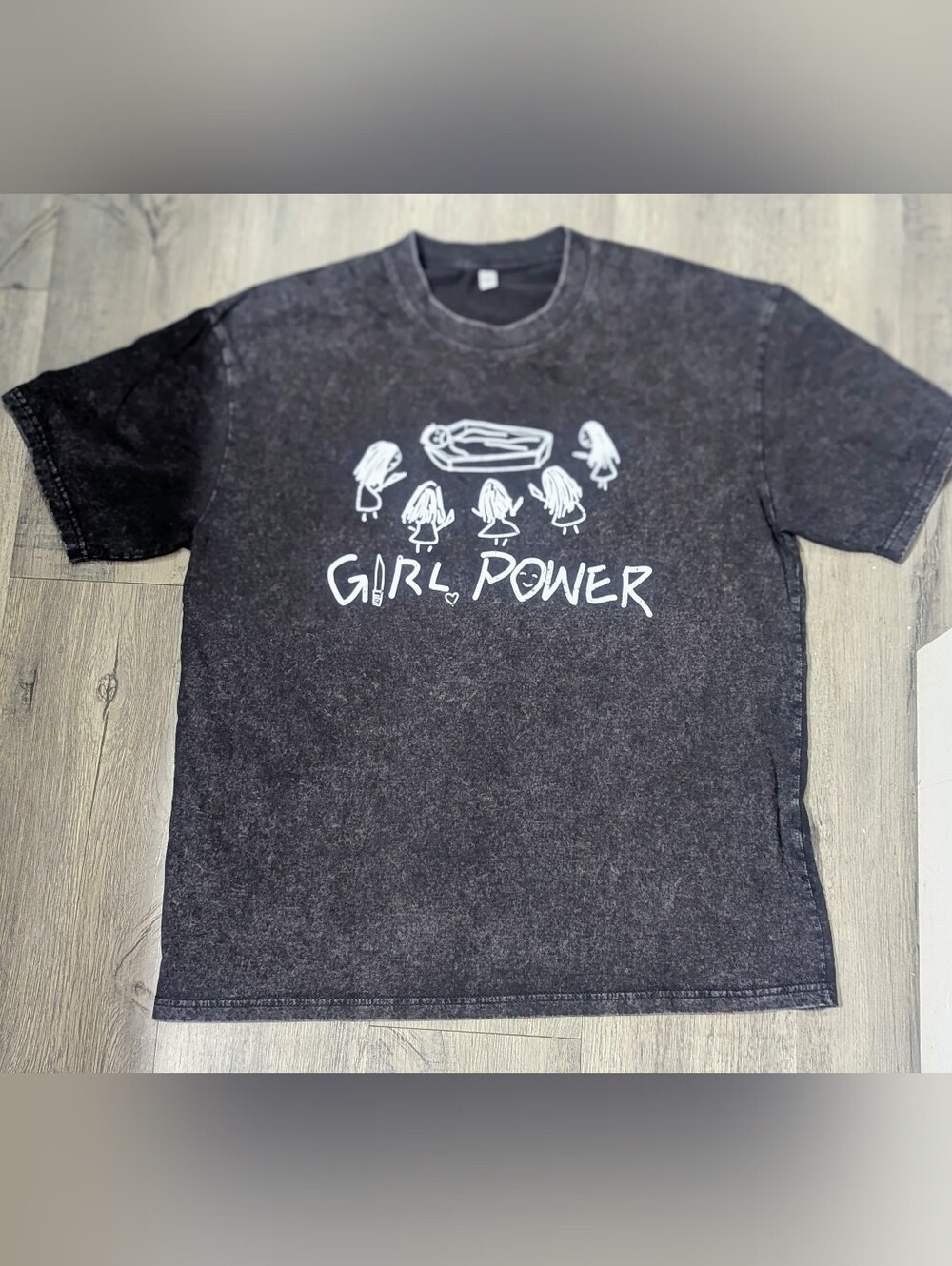 Girl Power Graphic Tee - Black Mineral Wash